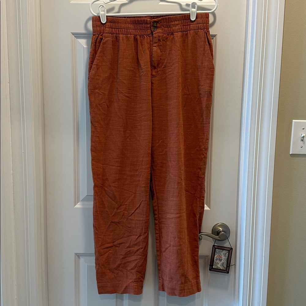 Marine Layer Elle Relaxed Crop Pants Rust Orange Size Medium